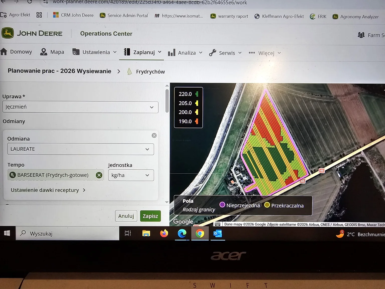 Mapa aplikacyjna w John Deere Operations Center